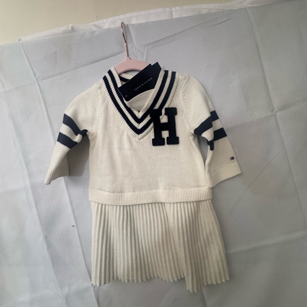 Tommy Hilfiger White and Navy Kids Casual Dress